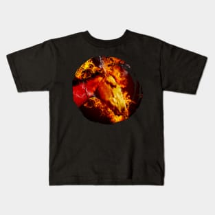 Fire horse, horse of fire, horse on fire. Distressed circle. Kids T-Shirt